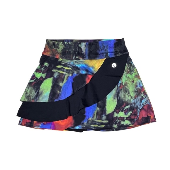DONA JO DonaJo Pied Watercolor Rainbow Spin Skirt Skort Size 1 Small 14.5" - Picture 8 of 8